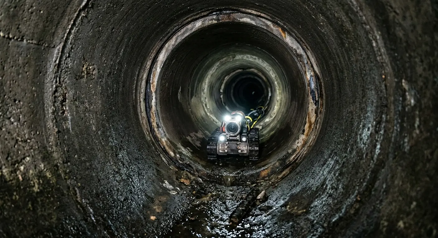 Robotic sewer camera inspecting pipe interior for Sewer Line Repair in Nipomo